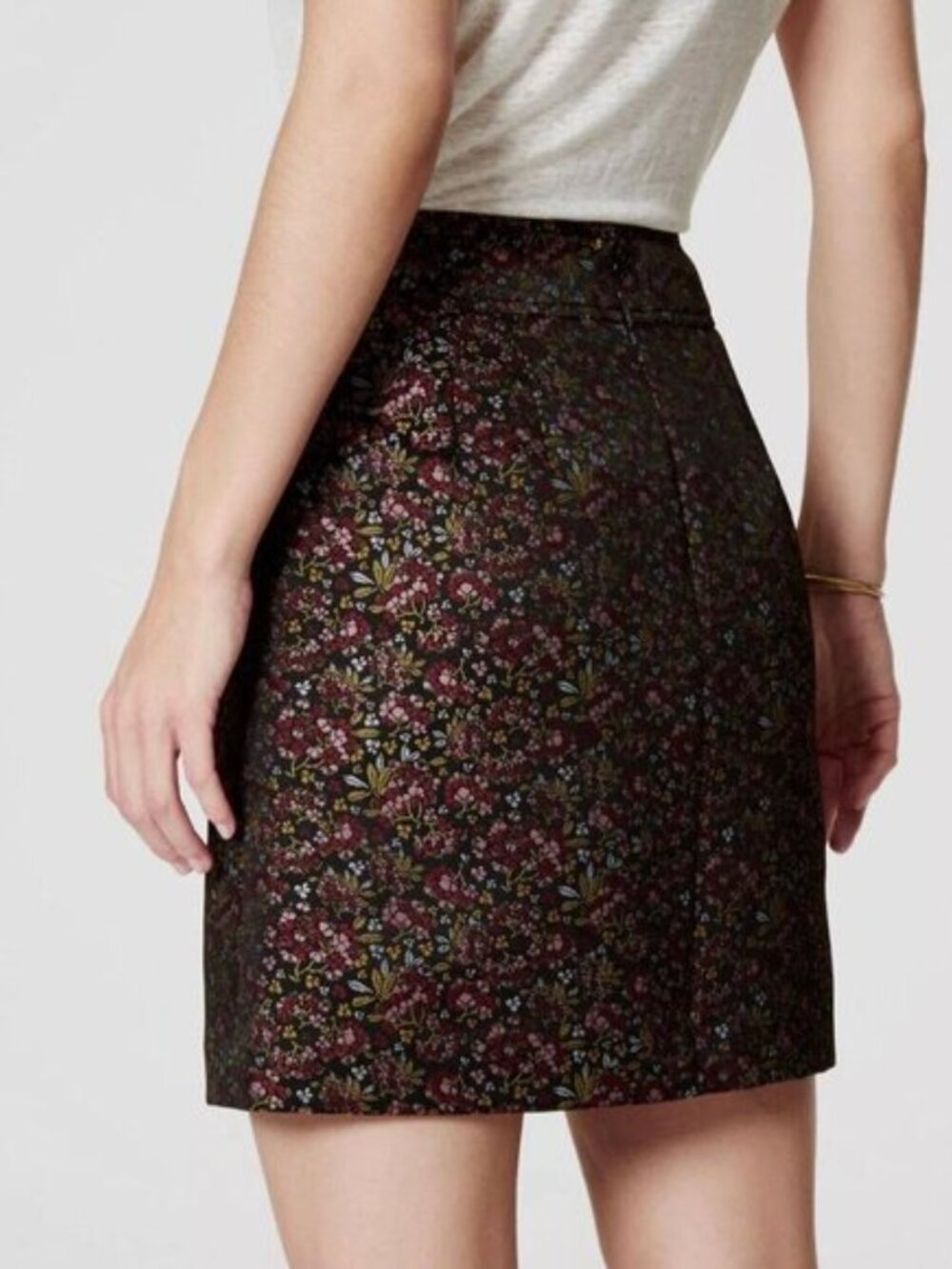 Ann Taylor LOFT Hydrangea Pocket Shift Mini Skirt Jacquard Floral Women's Size 8 - Picture 4 of 9